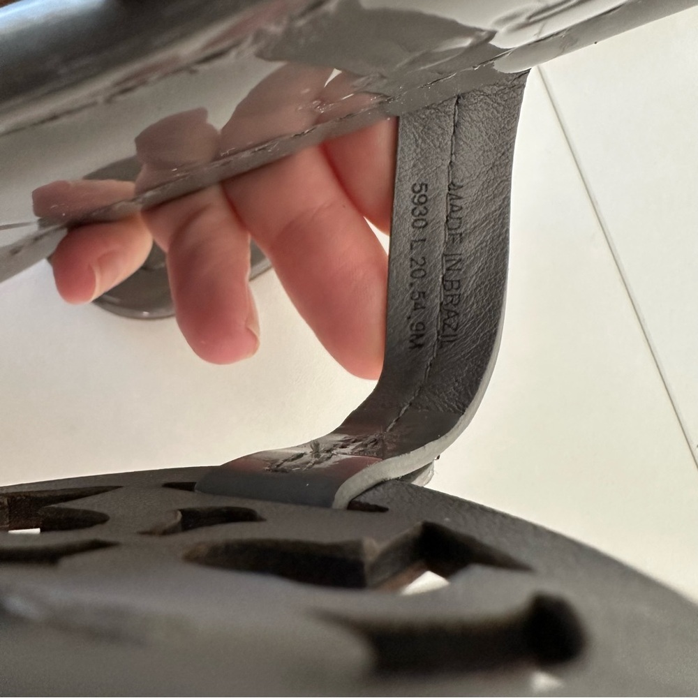 Tory Burch Miller Sandals Malta Gray Patent Leather Shoes Womens SZ US 9 - Picture 3 of 7